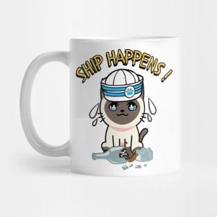 Ship Happens funny pun - siamese cat Mug